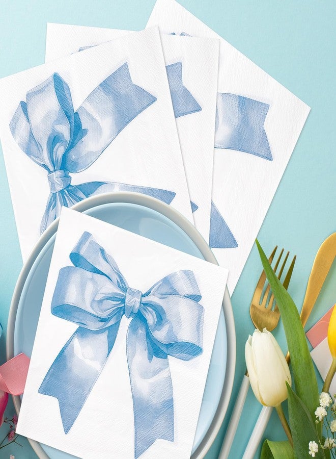 JarThenaAMCS مناديل ورقية زرقاء مزينة بفيونكة من JarThenaAMCS، 100 قطعة، للاستخدام مرة واحدة، مثالية لحفلات الغداء وأعياد الميلاد وحفلات استقبال المولود الجديد وحفلات توديع العزوبية. - Image 5